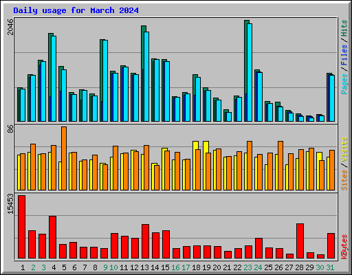 Daily usage for March 2024