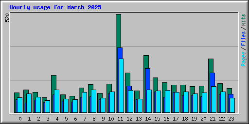 Hourly usage for March 2025